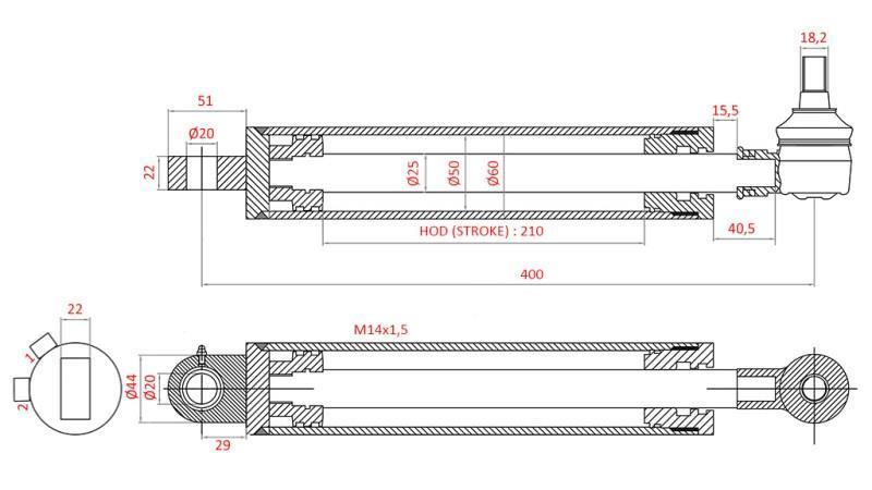 HYDRAULICKÝ VALEC RIADENIA FIAT-NEW HOLLAND OEM-5189888