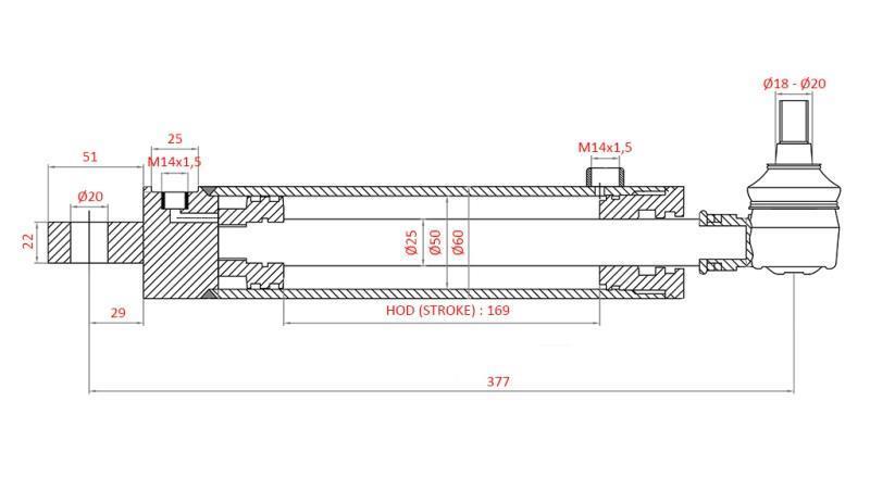 HYDRAULIC POWER STEERING CYLINDER SAME OEM-176.6354.4/01