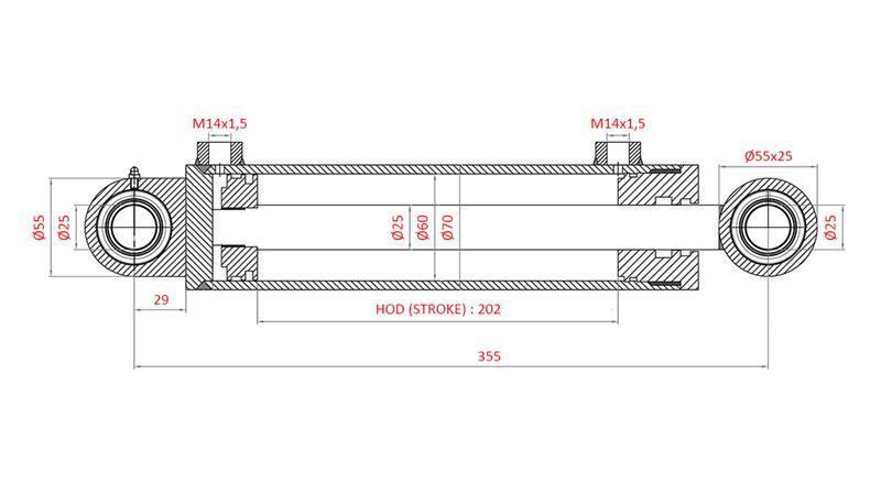 HYDRAULIC POWER STEERING CYLINDER FIAT-NEW HOLLAND 5126941, 5131098, 5137121, 5140208