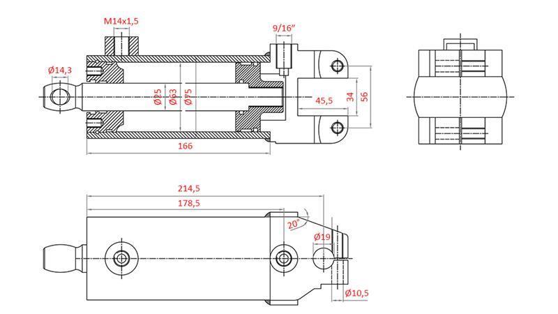 HYDRAULIKLENKUNG ZYLINDER MASSEY FERGUSON  OEM-1605121M91, 1605121M92 532193M91, 3773711M91