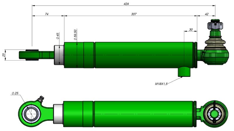 HYDRAULIKLENKUNG ZYLINDER JOHN DEERE  OEM-AL61553, AL34542, AL36565, AL112919, RE17356