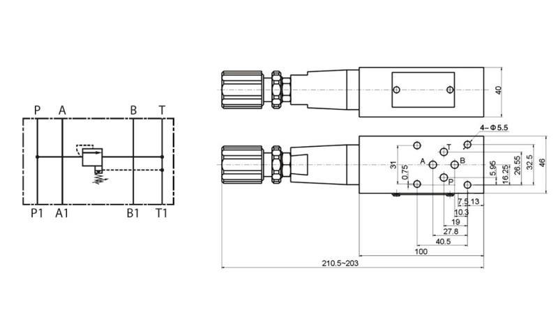 SAFETY VALVE CETOP 3 (P) 15-315 BAR