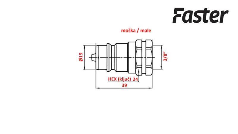 SCHNELL KUPPLUNG TRACTOR MÄNNLICH 3/8 Faster