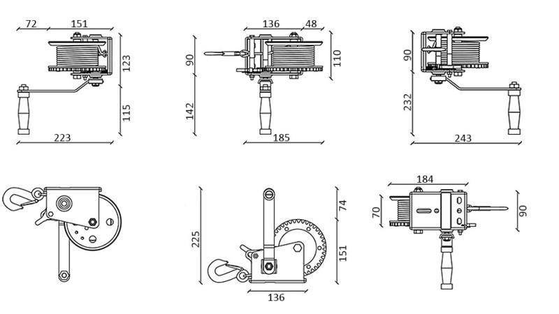 HAND WINCH DWK 16 - 725 kg - SYNTHETIC BELT