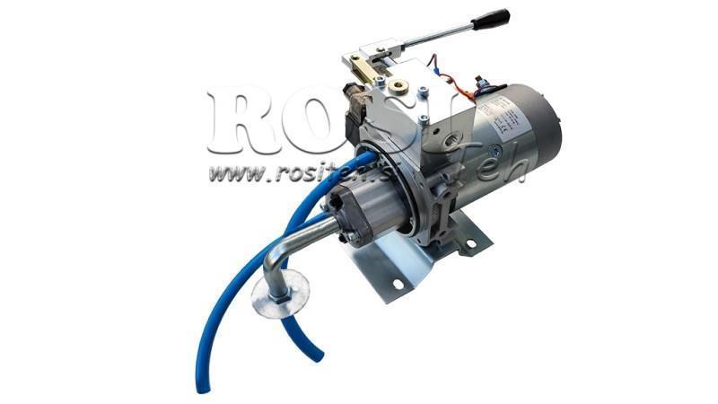 AGREGAT HIDRAULIC MINI 12V DC - 1.6kW = 2.1cc - 8 lit - asamblare în direcție unică CU POMPĂ MANUALĂ