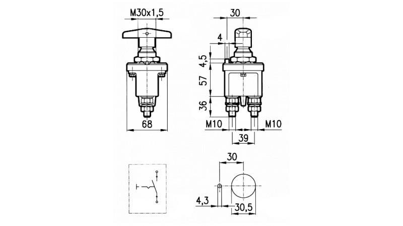 HAUPTSCHALTER 1 POL AUS METALL 250A