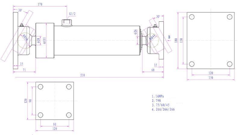 KIPPZYLINDER 3 STUFEN 805mm K3B-5T