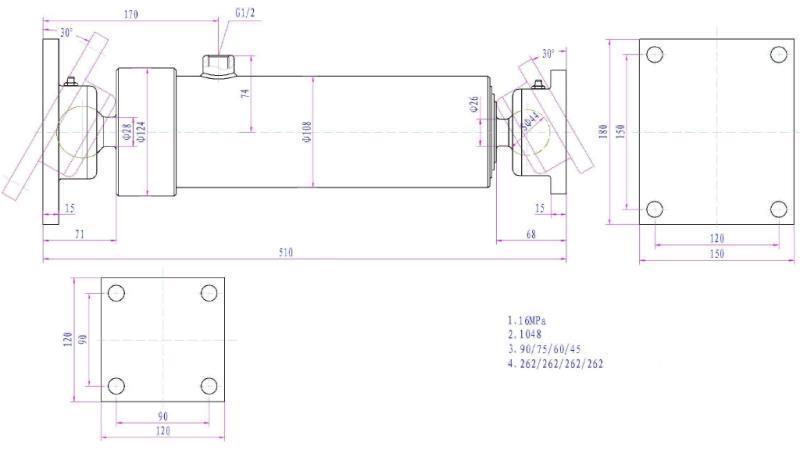 KIPPZYLINDER 4 STUFEN  1050mm K4B-7T