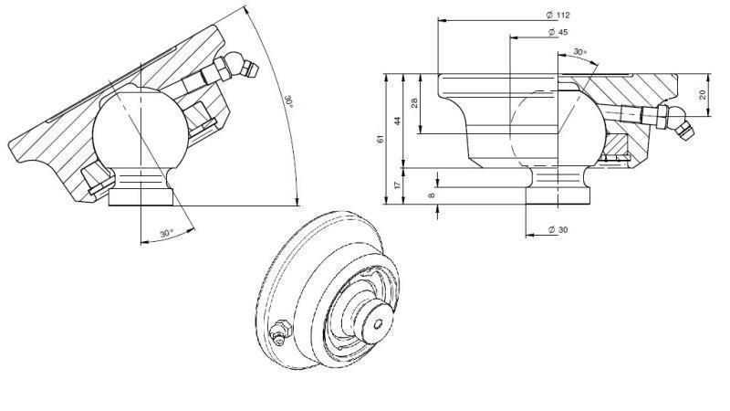 BOLL FÖR TELESCOPISK CYLINDER FI 45 max. 11 Ton