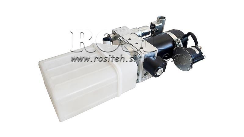AGREGAT HIDRAULIC MINI 12V DC - 0.8kW = 0.5cc - 1.5 litri - unitate monofazată (PVC) cu pompă manuală