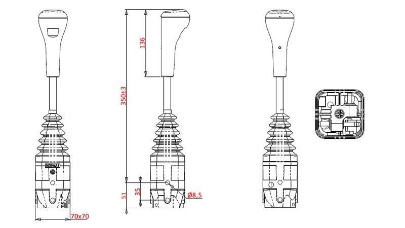 JOYSTICK INDEMAR FOR BRAIDED FORK CABLE - WITHOUT BUTTON