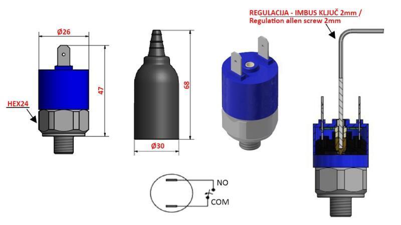 HIDRAULSKI PREKIDAČ PRITISKA K4 - NE 0.2-2.5 BAR (MAX. 25BAR)