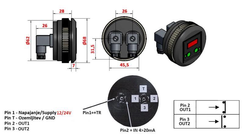 ELEKTRONIKUS NYOMÁSKAPCSOLÓ KD59 0-400 BAR NYOMÁSMERŐVEL