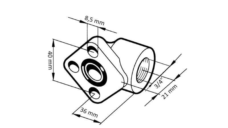 ÚHLOVÝ ŠROUBOVÝ SPOJ PRÍRUB 3/4 - UHLOVÁ PRÍRUBA  fi 40