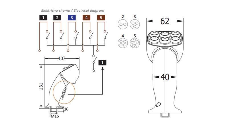 PÁČKA NA DIAĽKOVÉ OVLÁDANIE ROSI JOYSTICK - 2 TLAČIDLÁ + TLAČIDLO