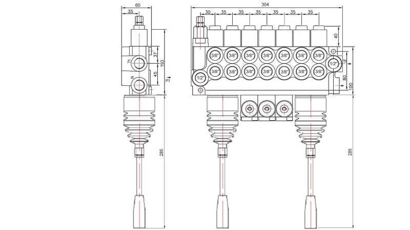 HID. VENTIL 7xP40 + 2x JOYSTIC