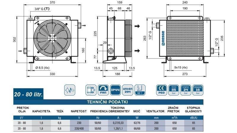 CHLADIČ OLEJA AC 230V HY01601 20-80 LIT