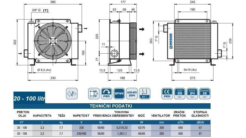 HLADNJAK ULJA AC 230V HY01801 20-100 LIT