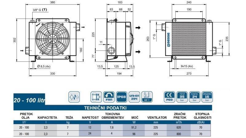 OLIEKOELER DC 24V HY01804 20-100 LIT