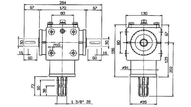 KUTNI REDUKTOR PTO-R20T 1:2 (25HP-18kW)