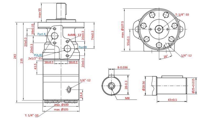 HIDROMOTOR B/MR 250 - FÉKKEL