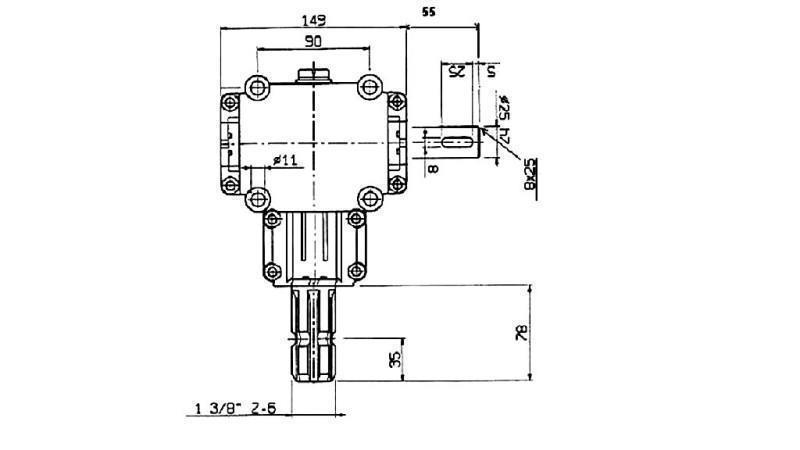 REDUCTOR DE ÁNGULO PTO 1:1.9 (14HP-10kW)