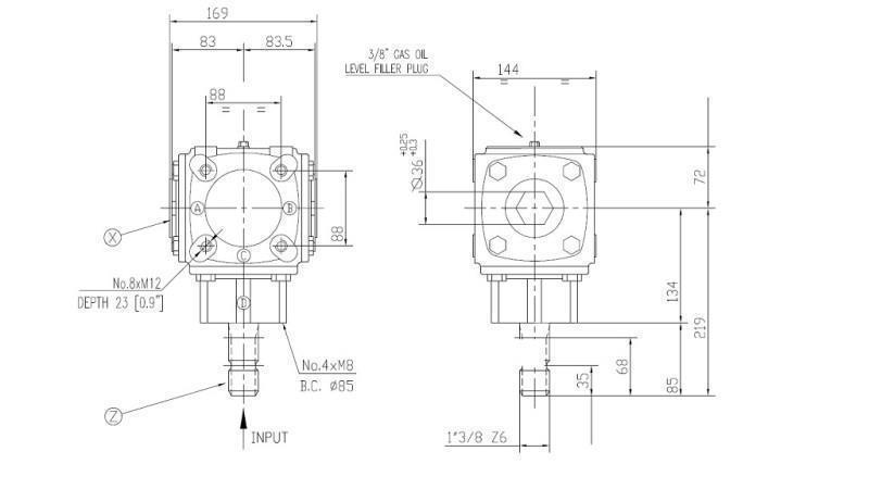 RIDUTTORE D'ANGOLO TB-19J 1,46:1 (23HP-16,9kW)