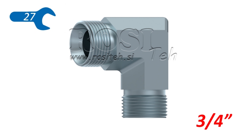 HIDRAULIČNO KOLJENO 90° BSP KRATKO OKRETNA MATICA–MUŠKI 1/4