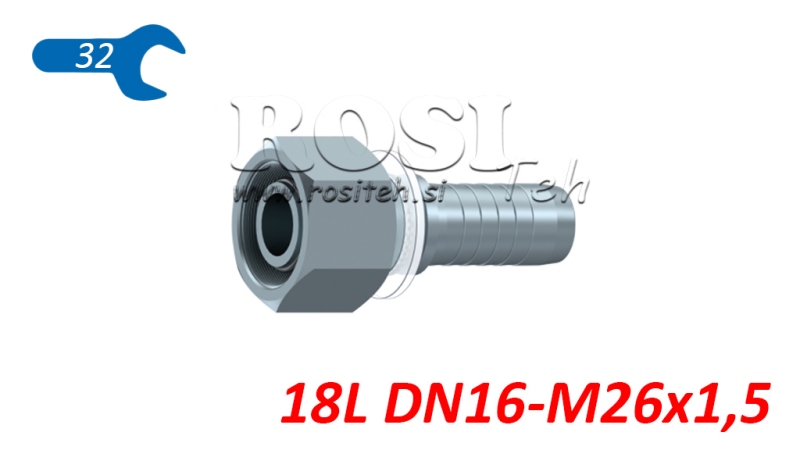 HIDRAVLIČNI PRIKLJUČEK DKOL 18 L ŽENSKI DN16-M26x1,5