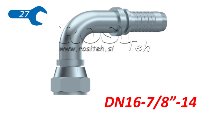 HYDRAULIC FITTING DKJ JIC74° FEMALE ELBOW 90° DN16-7/8-14