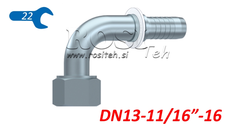 HYDRAULIC FITTING DKORFS FEMALE ELBOW 90° DN13-11/16-16