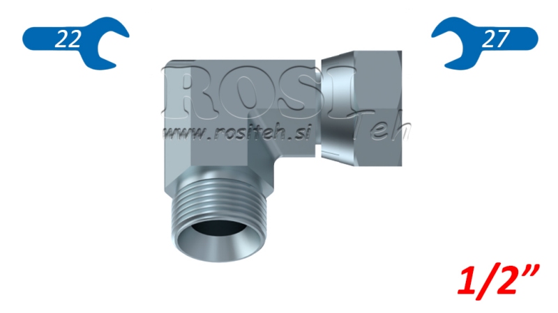 HYDRAULIK KNIE 90°BSP KURZ DREHENDE MUTTER-MÄNNLICH 1/2
