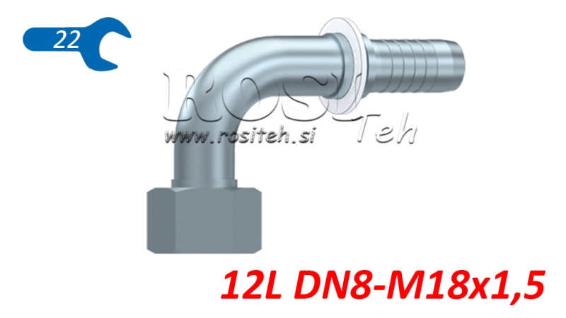 HIDRAVLIČNI PRIKLJUČEK DKOL 12 L ŽENSKI KOLENO 90 DN8-M18x1,5