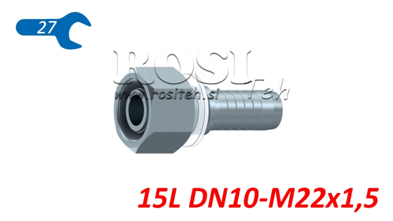 HIDRAVLIČNI PRIKLJUČEK DKOL 15 L ŽENSKI DN10-M22x1,5
