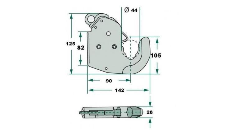 AUTOMATINIS KABLYS TRAKTORIUI HITCH HYDRAULIKAI CAT.1 ECO - matmenys