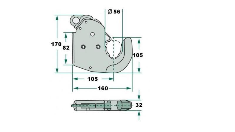 AUTOMATINIS KABLYS TRAKTORIUI HITCH HYDRAULIKAI CAT.2S ECO - matmenys