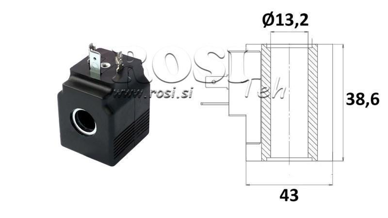 ELECTROMAGNETIC COIL 24V DC - SAE08 - fi 13,2mm-38,6mm 22W IP65