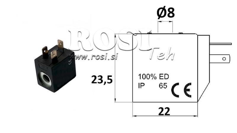 ELEKTROMÁGNESES TEKERCS 12VDC SZELEPHEZ - fi 8mm-23.5mm 2.8W