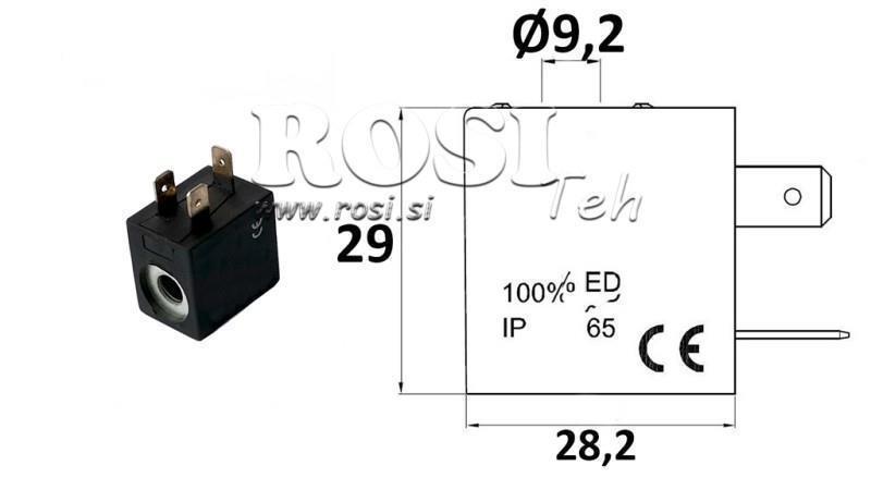 ELEKTROMAGNETSPULE 12VDC FÜR VENTIL - fi 9,2mm-29mm 3W