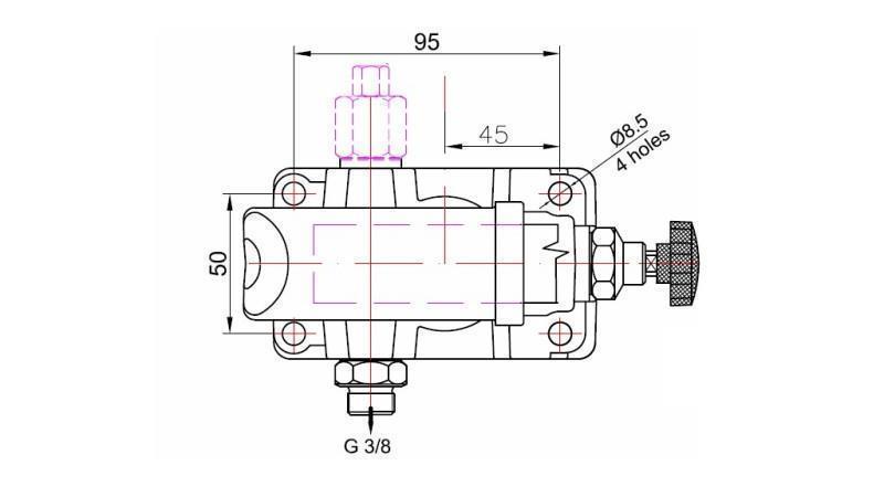 HANDPUMPE 45CC -SD- EINWIRKEND - Abmessungen