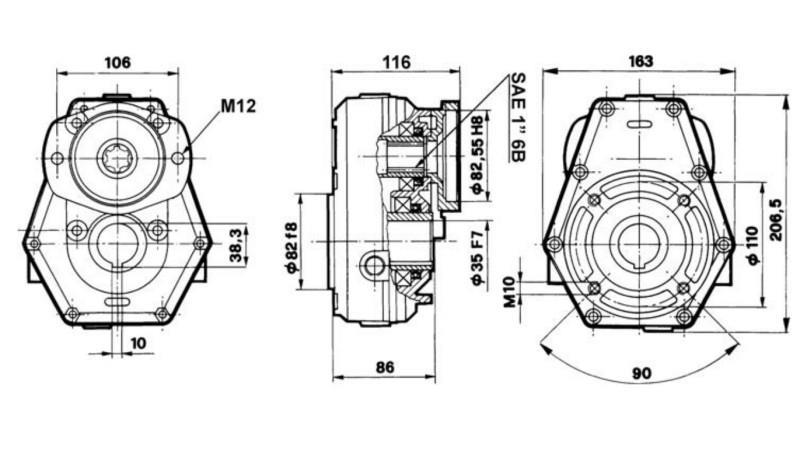 REDUKTOR - ÜBERSETZUNGSGETRIEBE AL 3:1 FÜR HYDROMOTOR MP+MR