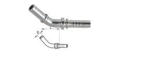 HYDRAULISK-KOBLINGS-SLANGE-OVERGANG-BEND-45°