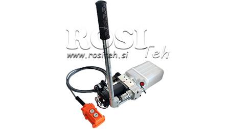 MINI HYDRAULICKÝ AGREGÁT 24V DC - 0.8kW = 0.5cc - 1.5 lit - jednofázová jednotka (PVC) s manuálnou pumpou