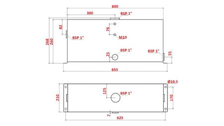 METALLRESERVOAR 25 LITER KUB 260x210x600mm KOMPLETT MED UTRUSTNING