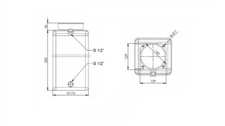 PVC RESEVOIR ROLL PP 8 LIITRIT HORIZONTALNE-VERTIKAALNE - mõõtmed