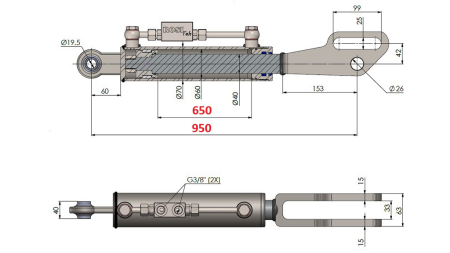 2TON. HYDRAULIC SIDE LINK POINT 60/40-300 (650MM-950MM)