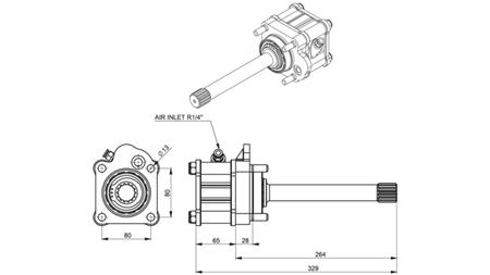 DIMENZIÓK KIMENET HIDRAULIKUS SZIVATTYÚHOZ - EMBERI INTERDAR