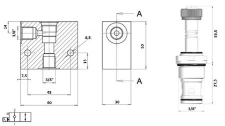 2 wegeventil 3/8 (NC) 12V - 40lit