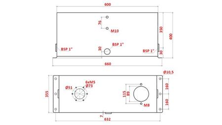 SERBATOIO IN METALLO 75 LITRO CUBO 400x355x600mm COMPLETO DI ATTREZZATURA