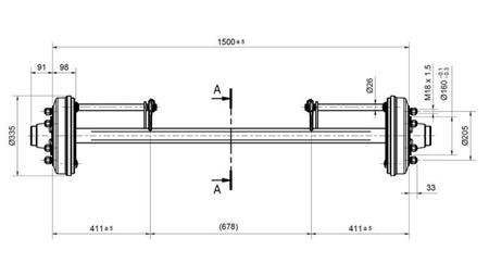 NÁPRAVA PRE PRÍVES 4800 kg S BRZDAMI (1500 mm)